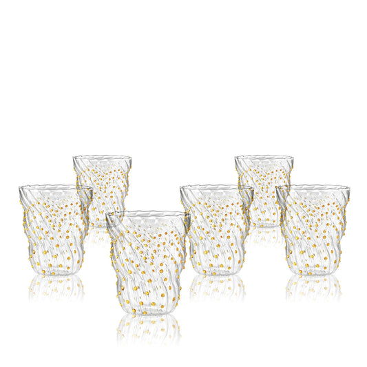 Italesse Twist Pua tumbler amber, set van 6 mondgeblazen waterglazen