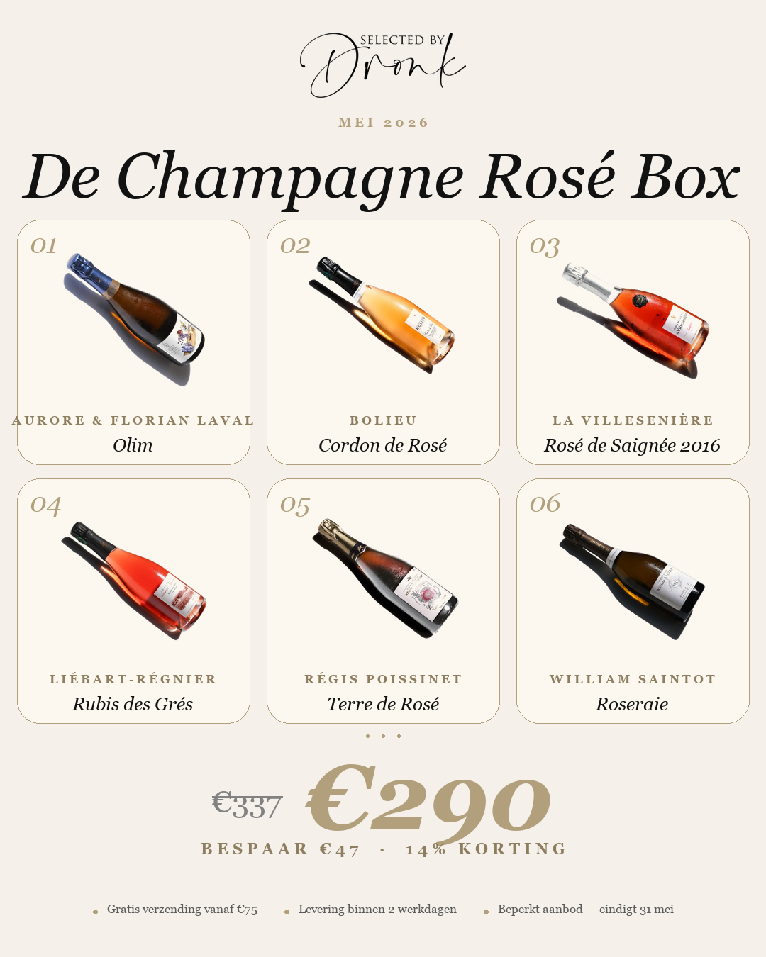 De Champagne Rosé Box Mei 2026 - 6 grower champagnes