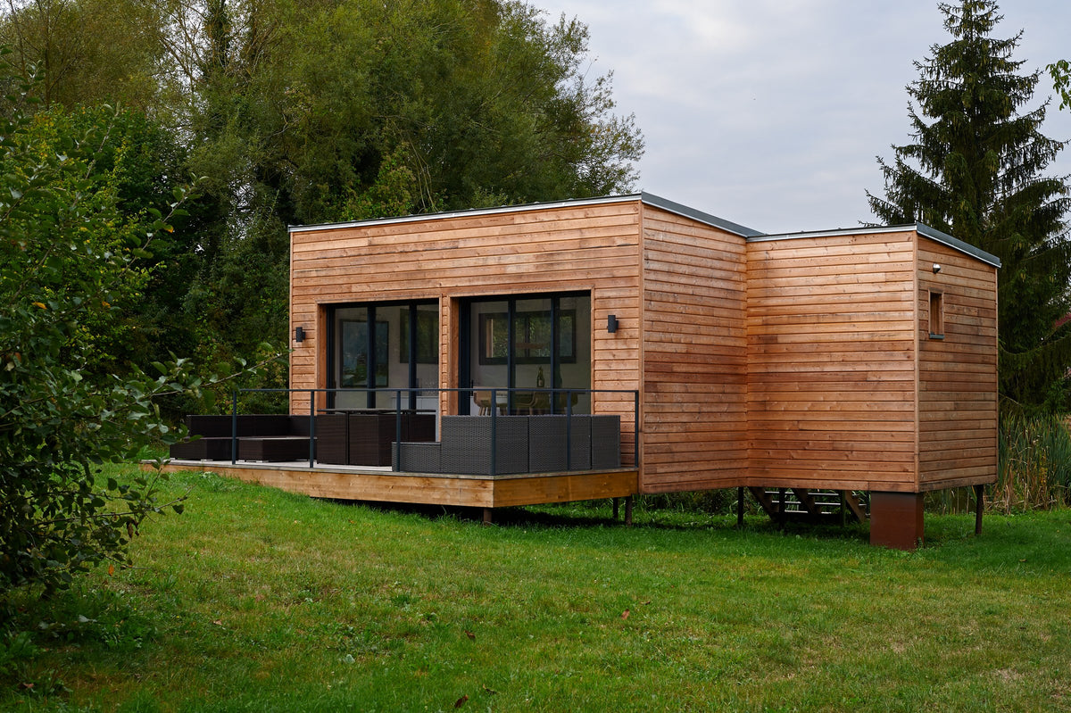 Het houten chalet van Champagne Régis Poissinet