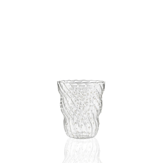 Italesse Twist Pua tumbler 37 cl, helder borosilicaatglas met witte noppen