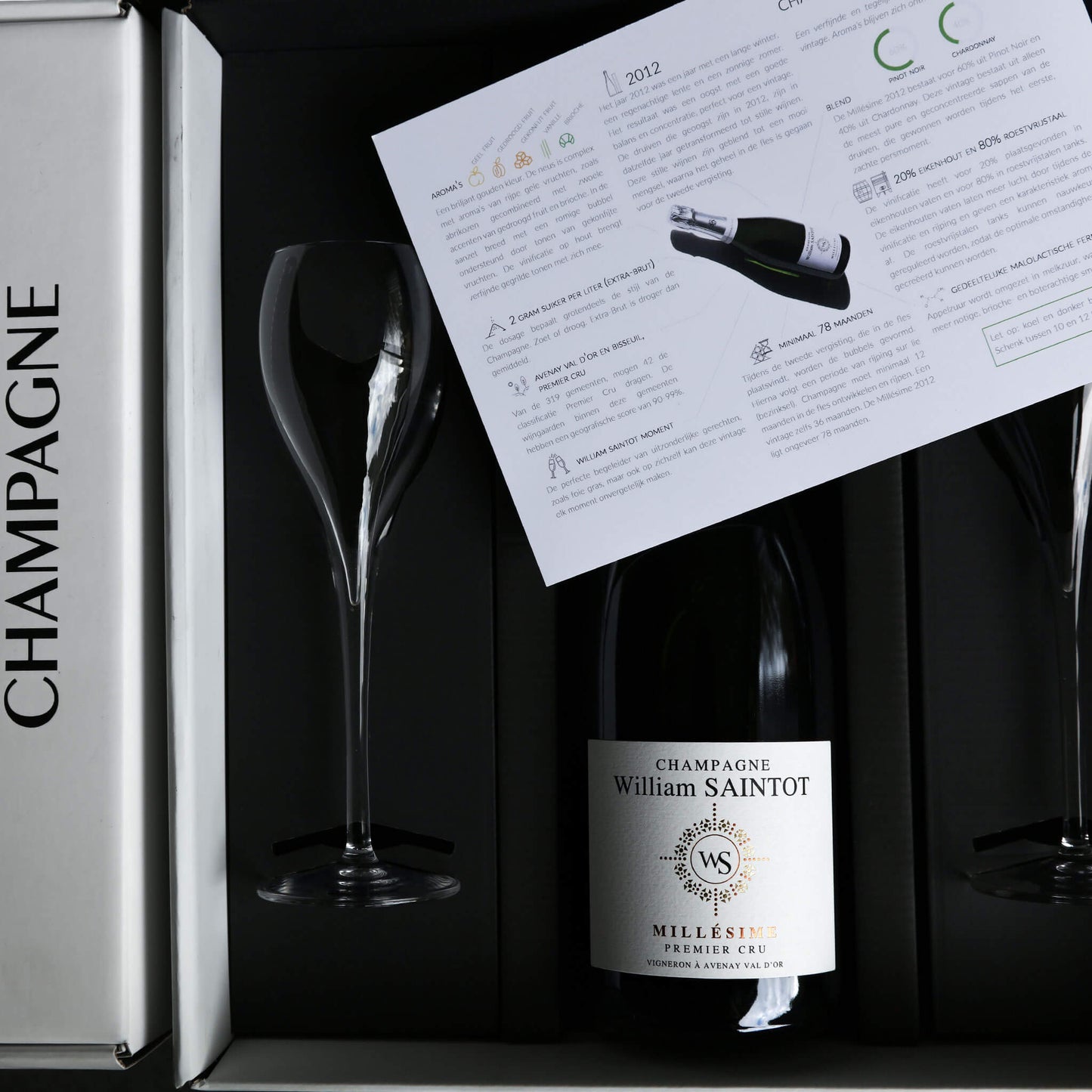 Champagne cadeau fles met champagneglazen